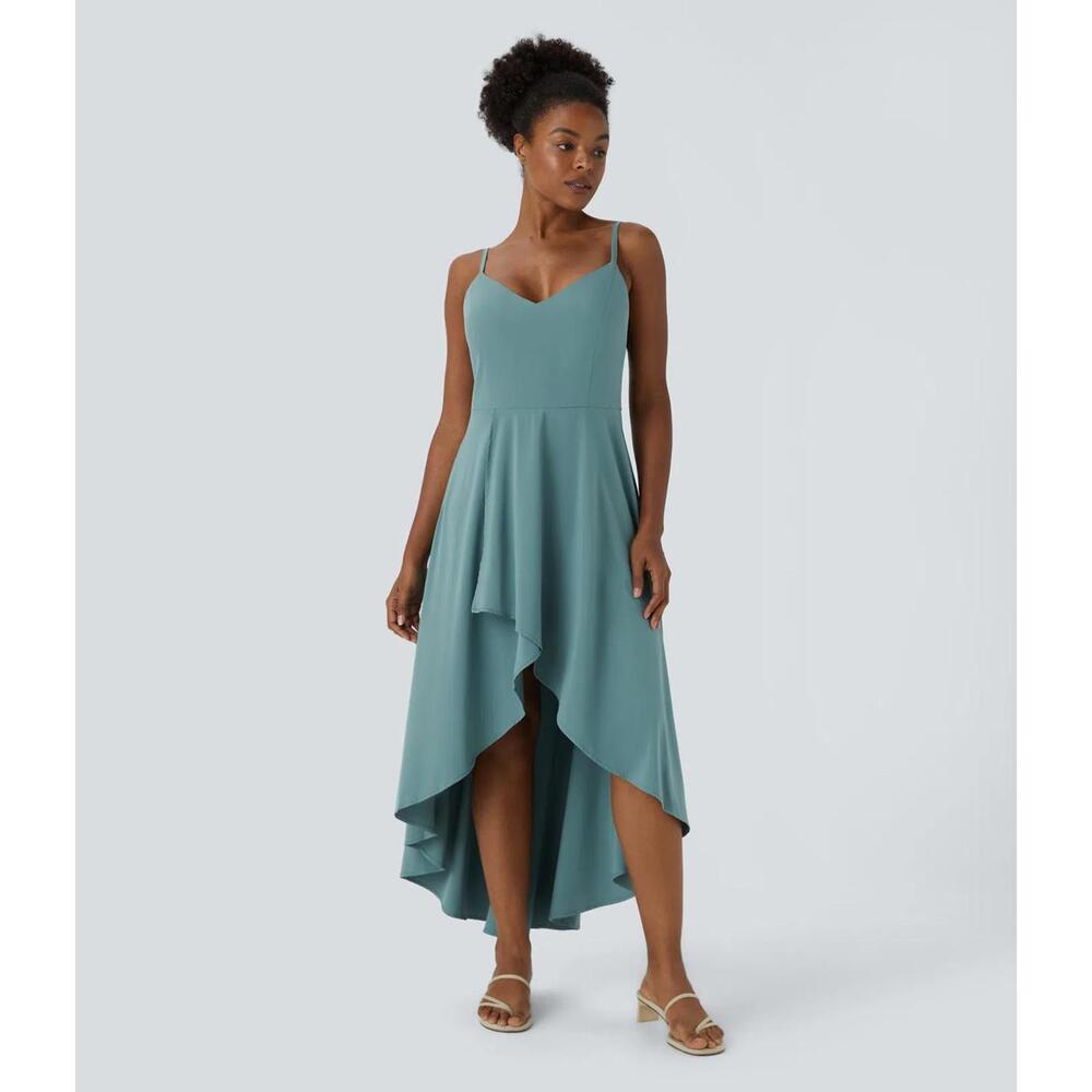 NWT Halara Breezeful™ Shirred High Low Flowy Quick Dry Maxi Slip Dress Size M